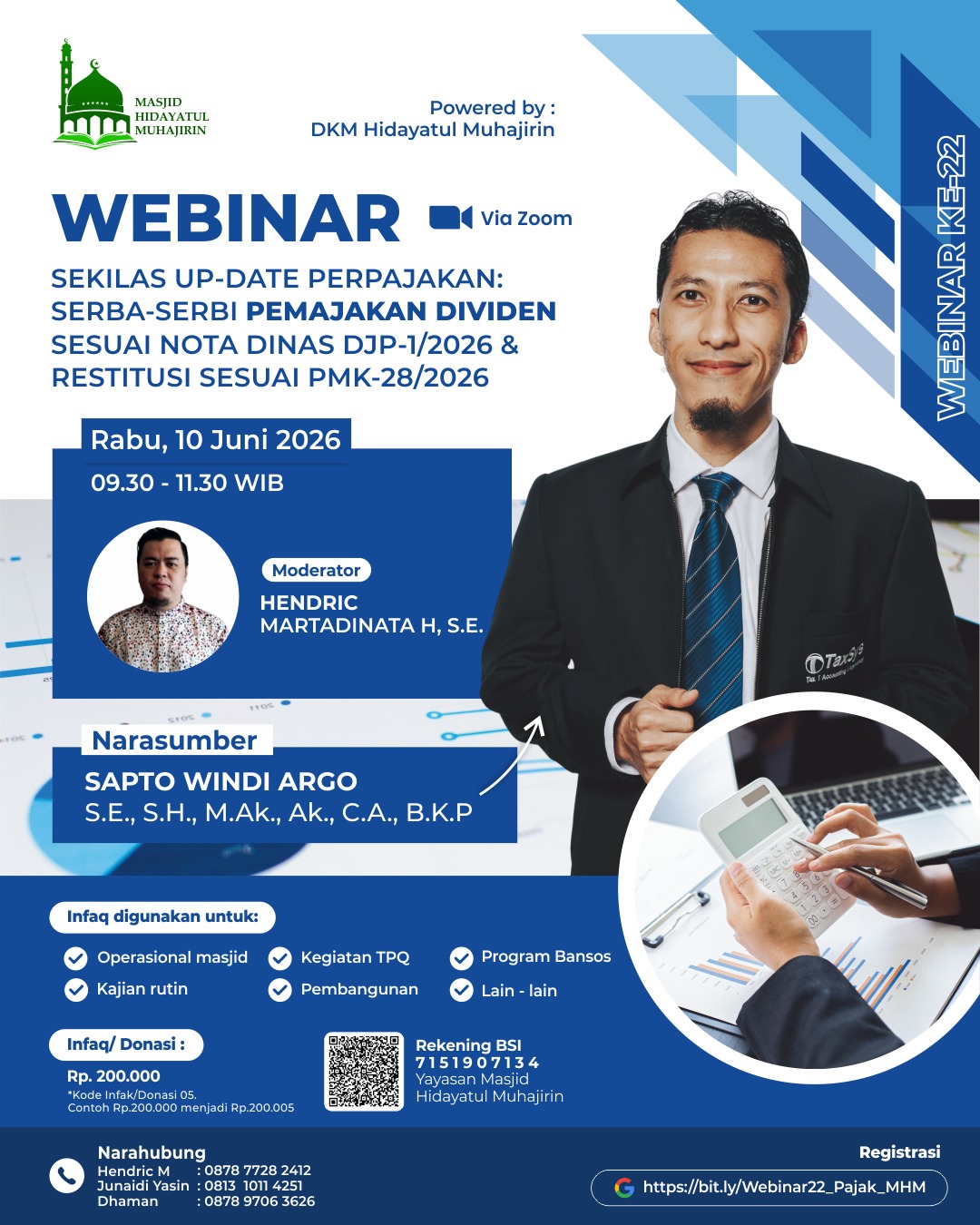 Masjid Hidayatul Muhajirin Sukses Menyelenggarakan Webinar Perpajakan ke-22